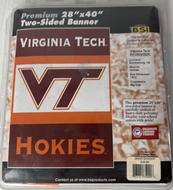 NEW Virginia Tech Hokies Banner Flag BSI Double Sided 28" x 40" NCAA Mancave