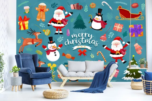 3D Cartoon A332 Christmas Xmas Wallpaper Wall Murals Removable Self-adhesive Amy