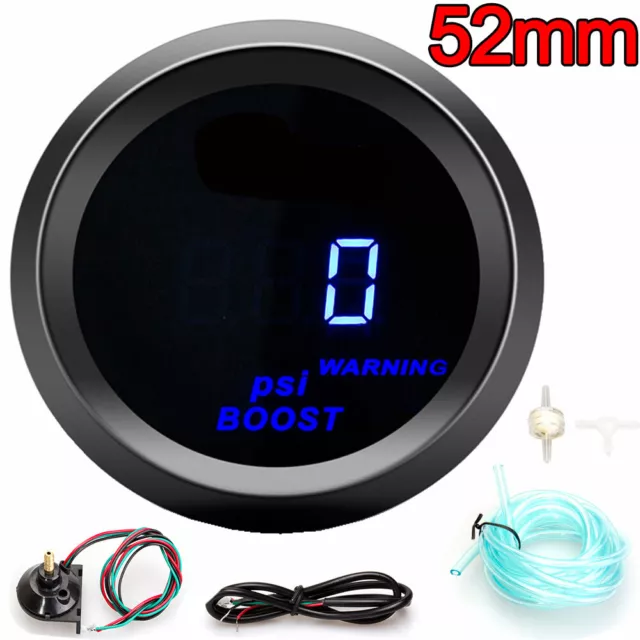 2" 52mm Universal Car Auto Blue LED Digital Turbo Boost Gauge Meter PSI kit