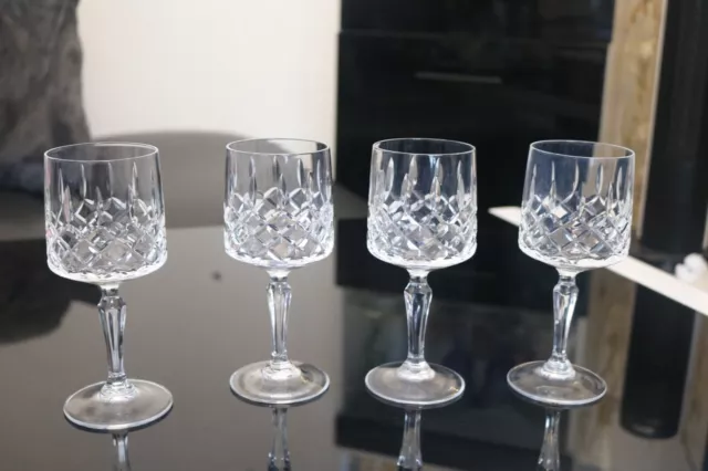 SET OF 4 x VINTAGE ELEGANT CUT CRYSTAL GLASS WINE/WATER GLASSES