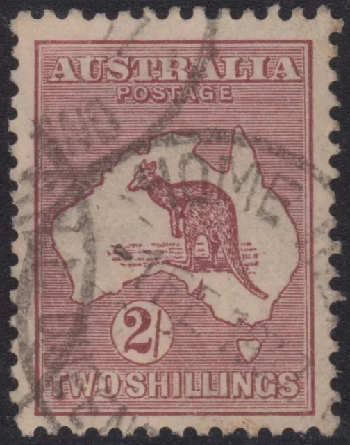 Kangaroo 2 shilling maroon CofA die II, “HOME HILL" Qld pmk