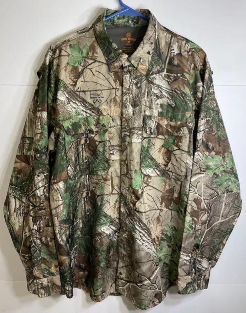 Game Winner RealTree Mens Hardwood Camouflage Vented Mesh  Button Up LS Shirt M