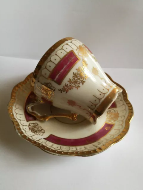 ANTIK !!! P.K. Silesia Porzellan Kaffee- Tasse mit Untersetzter um 1890 ANTIK!!!