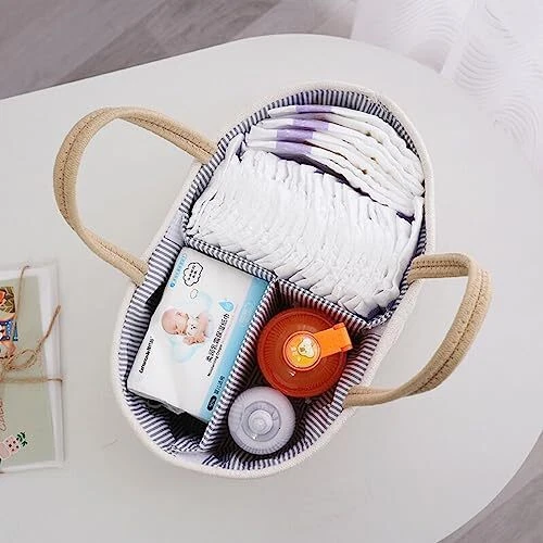 BSMstone Baby Diaper Caddy Organizer Diaper Basket with Divider Portable Car 3