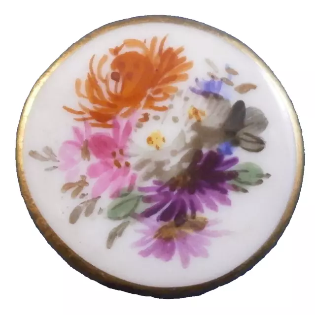 Ancien 19thC Meissen Porcelaine Floral Bouton Porzellan Knopf Allemande