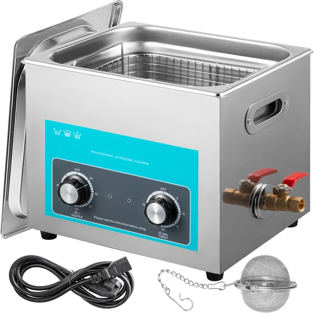 15L Ultrasonic Cleaner Heater Timer Dentures 20-80℃ 40KHz Cleaning Machine