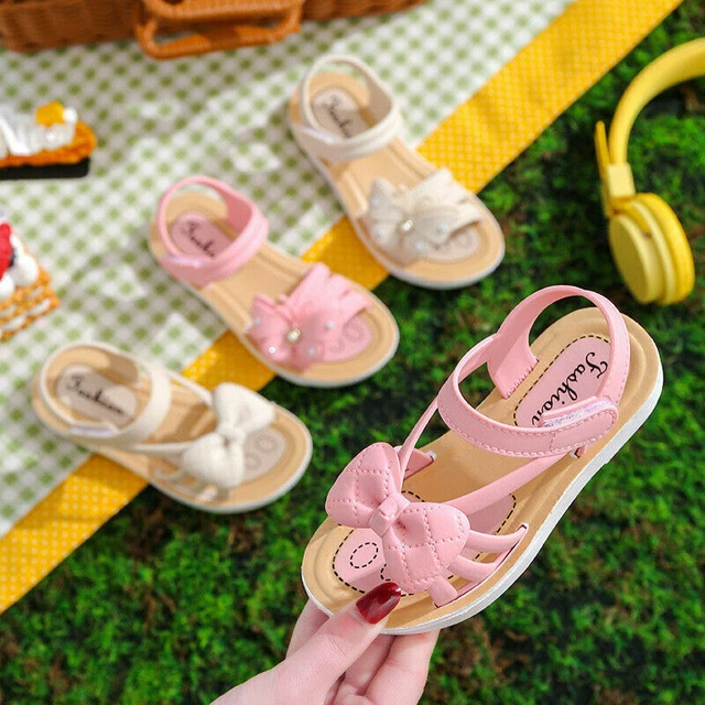 Sandali estivi fiocco piatti bambina bambino bambino nodo principessa scarpe casual taglia