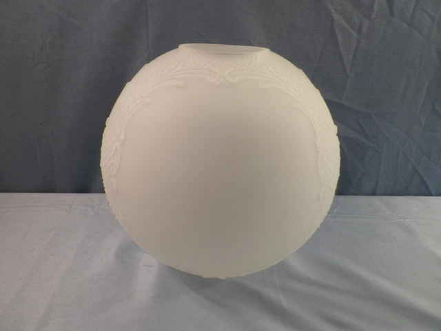 Vintage Clear Satin Frosted Glass Ball Lamp Globe Shade 9" Wide 4" Fitter