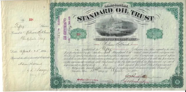 Standard Oil Trust, 1882, Originalunterschrift J.D.Rockefeller