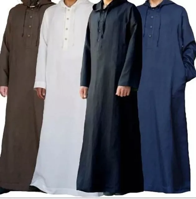 UK Men Thobe Robe Thoub Jubba Dishdasha Muslim Islam Arab Abaya Kaftan Dress