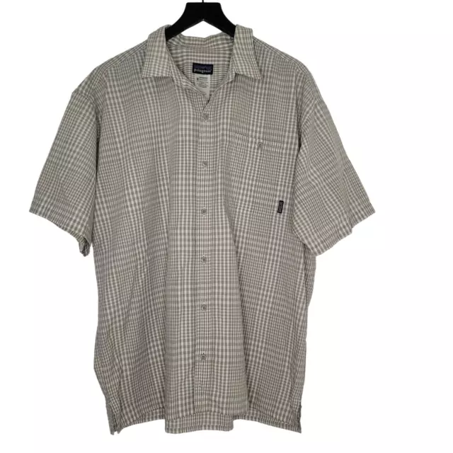PATAGONIA PLAID BUTTON Down Shirt Mens XL Short Sleeve Outdoor Organic ...