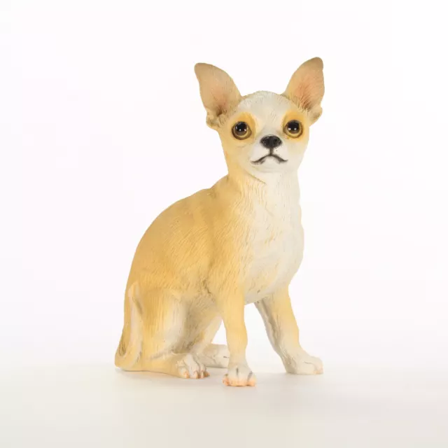 Chihuahua Figurine Hand Painted Collectible Statue White/Tan