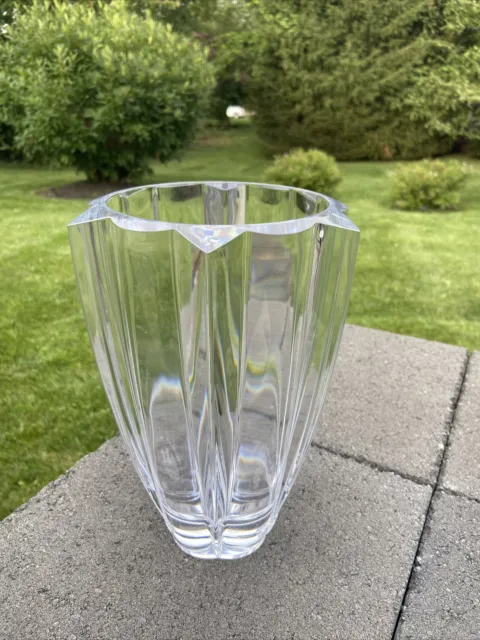 Mikasa Gemini  Platinum Crystal Glass Vase 10" Tall  Heavy  10 Lb
