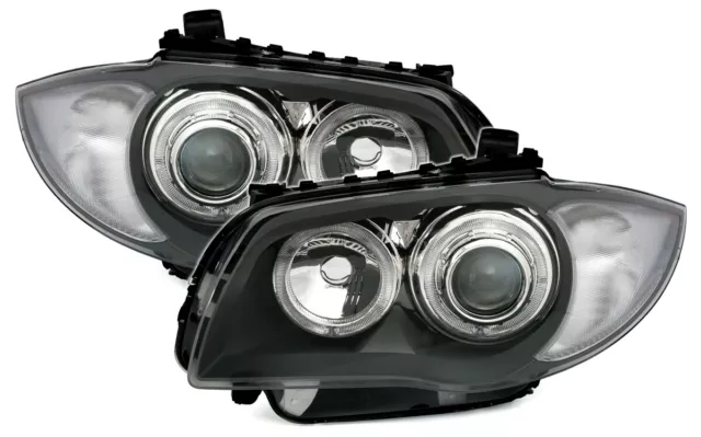 Angel Eyes Scheinwerfer mit weiße LED Ringe für 1er BMW E87 E81 E82 E88 Grau 2