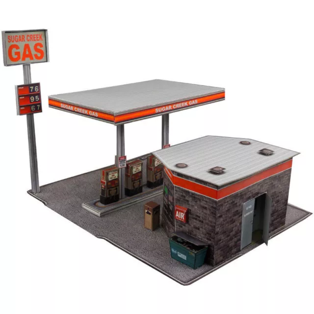 1/64 Slot Car Gas Station Photo Real Scale Diorama Scenery Kit fits HotWheels