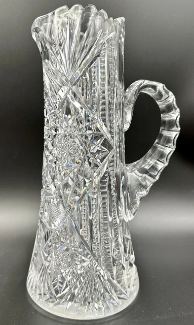 American Brilliant Period Cut Glass Pitcher Or Champagne Jug Signed Hawkes 11” American Brilliant Period Cut Glass Pitcher Or Champagne Jug Signed Hawkes 11”