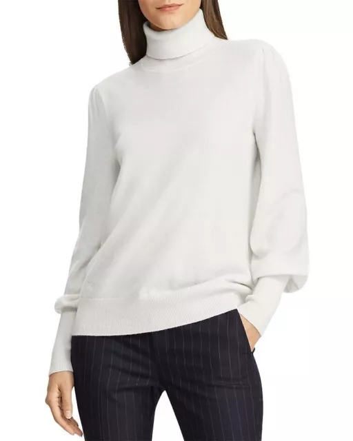 Lauren Ralph Lauren Women Washable Cashmere Sweater Turtleneck Winter Cream Sz S