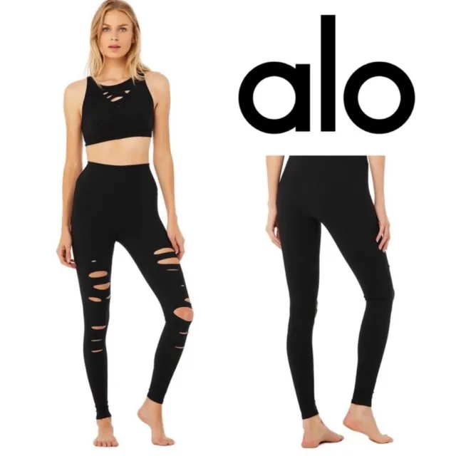 Alo Yoga Women's Coast Full Length Athletic Leggings NWOT Large Solid Gray