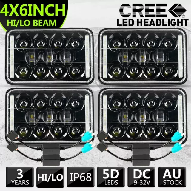 Square H4 LED headlight 4x6" Inch led Headlights 60 SERIES 80 Series Adapters x4