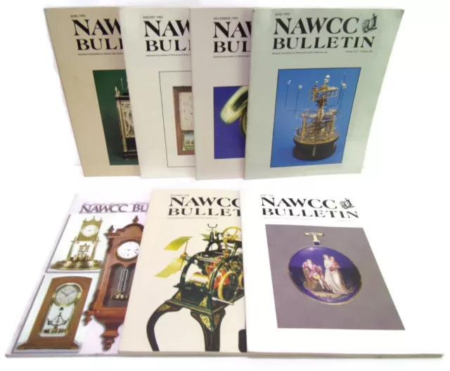 7 Issues NAWCC Bulletin National Ass. Watch & Clock Collectors 1990's +2008