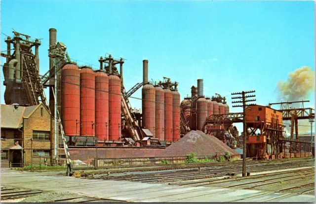 Postcard Mckeesport National Tube Blast Furnaces PA B63