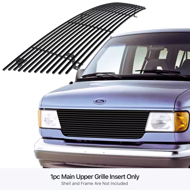 For 1992-2007 Ford Econoline Van Upper Stainless Black Billet Grille Insert