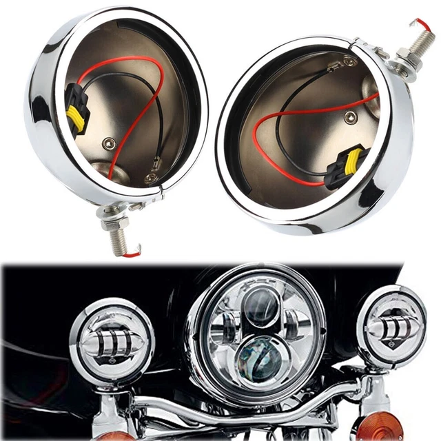 2x 4.5 " Pouce Chrome LED Auxiliaire en Passant Léger Boîtier Seau for Fog