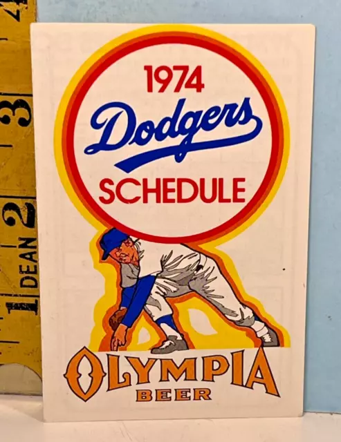 1974 Los Angeles Dodgers Baseball Schedule Olympia Beer