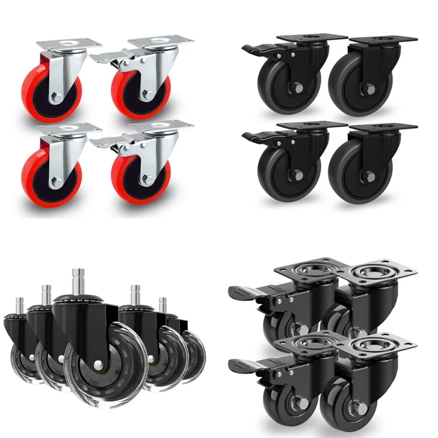 TRVL FIELDER Self Adhesive Caster Wheels, 360° Swivel Wheels For Furniture, 1" Steel Universal Wheel, 28 LBS Load Capacity Per Wheel, Low Profile Castor (8 PCS, Black - Foto 11