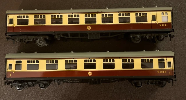 HORNBY DUBLO 4060 & 4061 Corridor Coaches (WR), 2/3 Rail EC, No Box ...