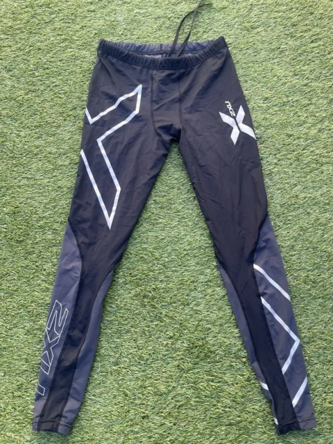 Mens 2XU COMPRESSION BASE LAYER LONG PANTS BLACK Grey Sze Medium