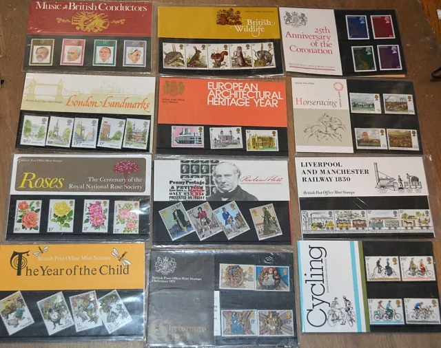Job lot Of 12 Royal Mail British Post Office Mint Stamp Presentation Packs (P6)