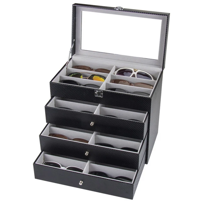 4Tier 24Slot Eyeglass Sunglasses Glasses Storage Box Display Case Organizer Gift