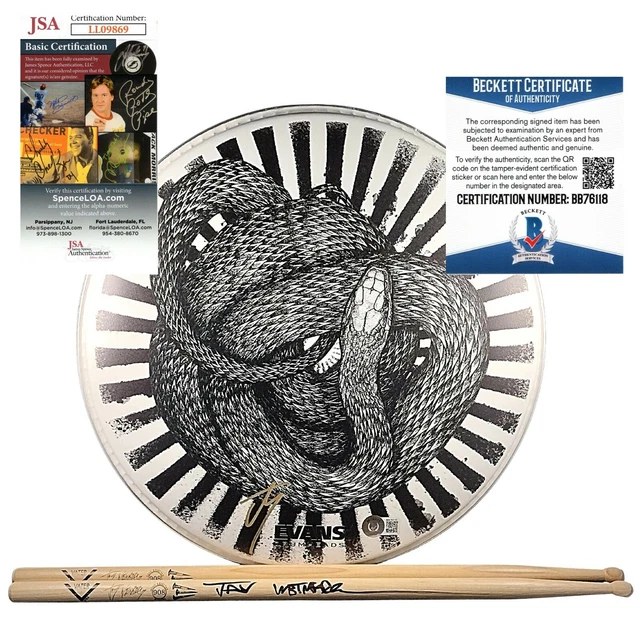 Jay Weinberg Signed Drum Head and Drumstick Slipknot Autograph JSA Beckett Auto