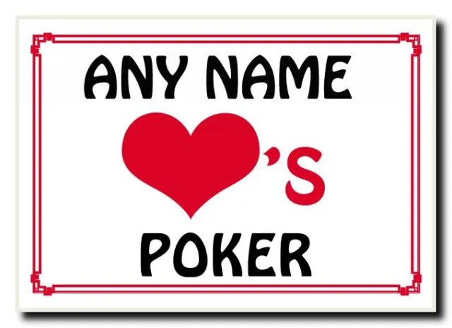 Love Heart Poker Personalised Jumbo Magnet