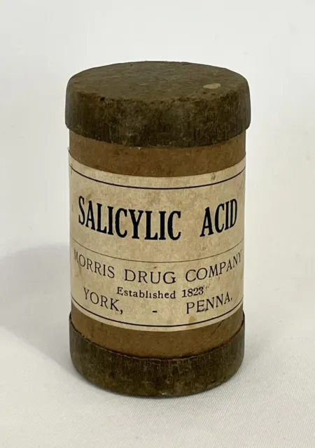 Antique Vtg Salicylic Acid Morris Drug Co York, Penna. Cardboard Apothecary Tube