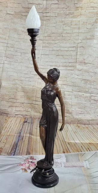 Art Deco/Nouveau Hot Cast Tall Woman French Lamp Bronze Sculpture Statue Deal