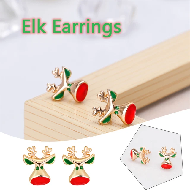 Hear Rings Women Children's Gifts Christmas Jewelry Diamond Elk Christmas Stud