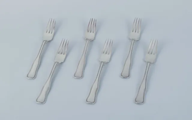 Georg Jensen Old Danish, set of six lunch forks in sterling silver.
