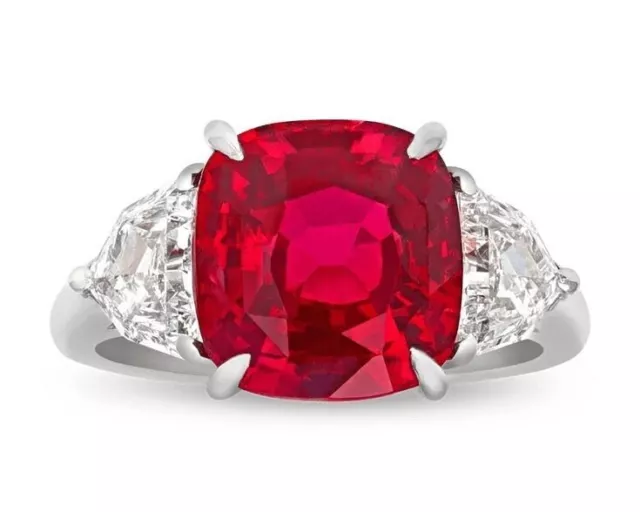 5ct Lab Burma Ruby Engagement Ring 925 Sterling Silver Glamorous Luxury Jewelry