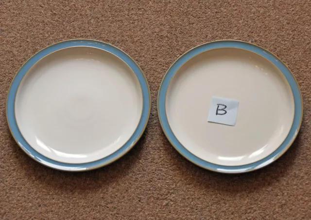 Denby Large Colonial Blue Dinner Plates x 2 10 1/4" diameter set B