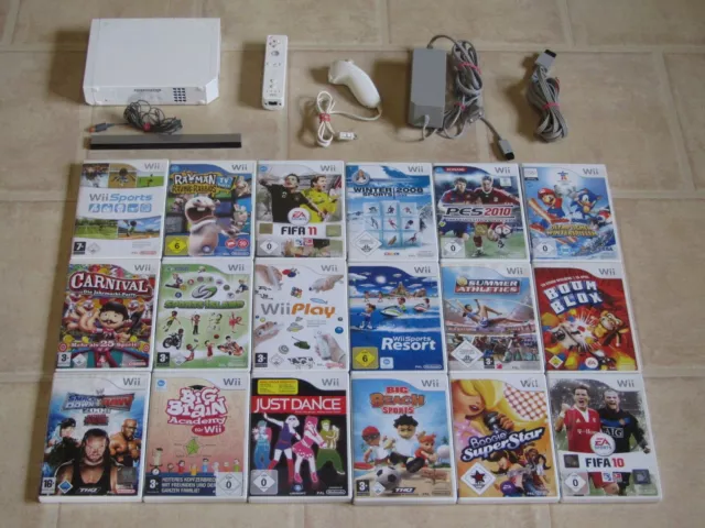 Nintendo Wii Konsole mit Zubehörpaket + 2 Gratis Wii Spiele + Remote *GUT LESEN*