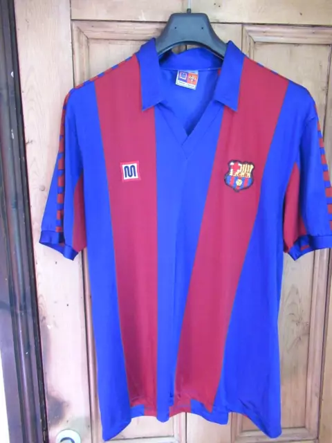 Very Rare Barcelona Fc Meyba 1984 Original Football Shirt V Manchester United