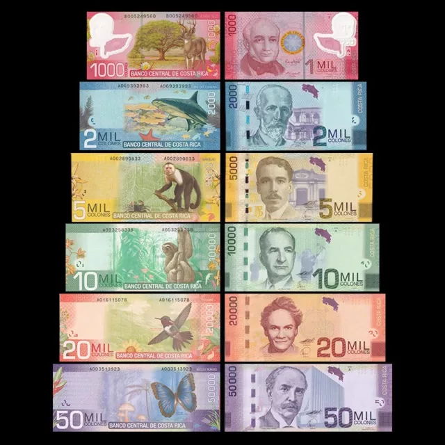 Set 6 PCS Costa Rica 1000-50000 Colones, P274-279, UNC