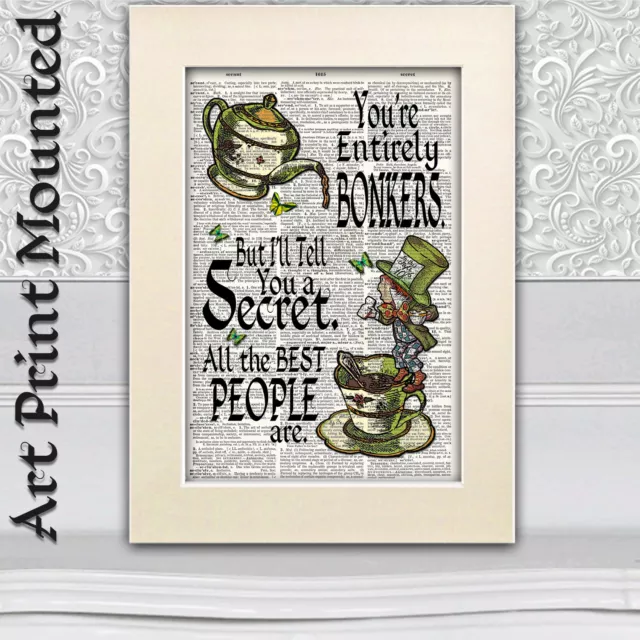 Alice in Wonderland Bonkers quote Mad Hatter Wall hangings Dictionary