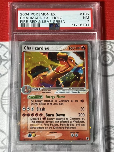 Charizard ex Holo 2004 Pokemon EX Fire Red & Leaf Green TCG Card #105 PSA 7 NM