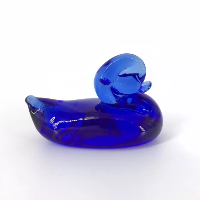 Art Glass Cobalt Blue Duckling Duck Figurine Hand Blown