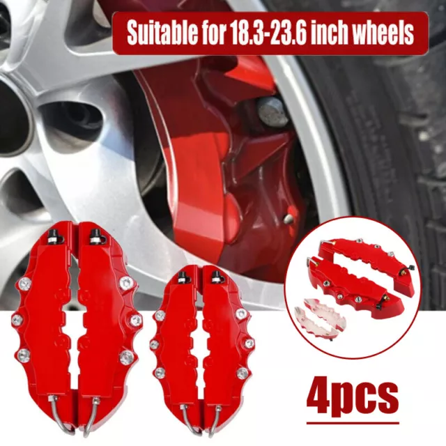 4x Red 3D Style Front+Rear Car Disc Brake Caliper Cover Parts Brake Accessories