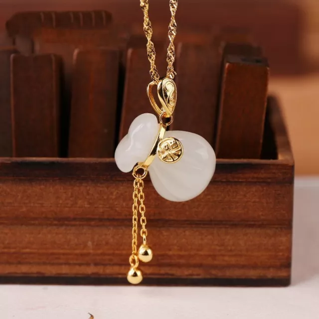 White Jade Lucky Bag Pendant 925 Silver Necklace Pendants Jewelry Natural