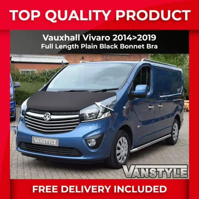 Fits Vauxhall Vivaro 14>19 Full Bonnet Bra Plain Black Protector Cover Guard
